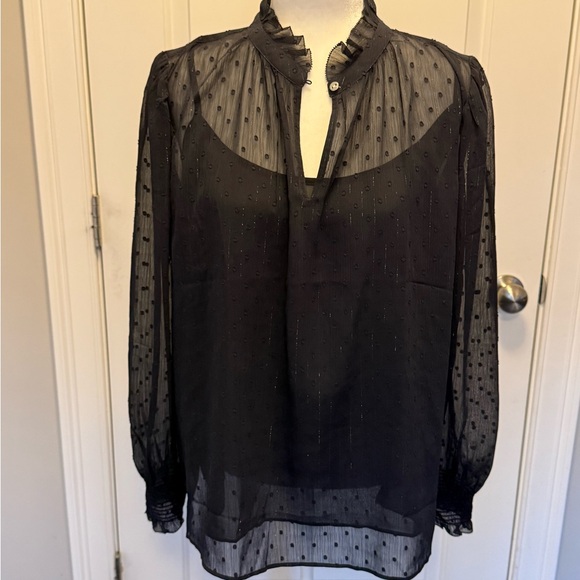 Ann Taylor Tops - Ann Taylor Navy Blue Metallic Sheer Women's Top with camisole